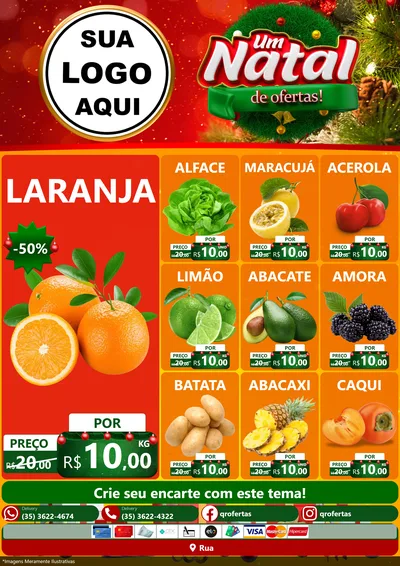 Modelo de Encarte para Encarte A4 Vertical com o tema Um Natal de Ofertas para Hortifrúti
