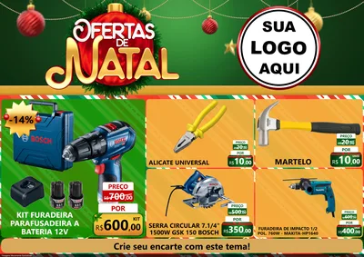Modelo de Encarte para Encarte A4 Horizontal com o tema Ofertas de Natal para Maquinas e Ferramentas