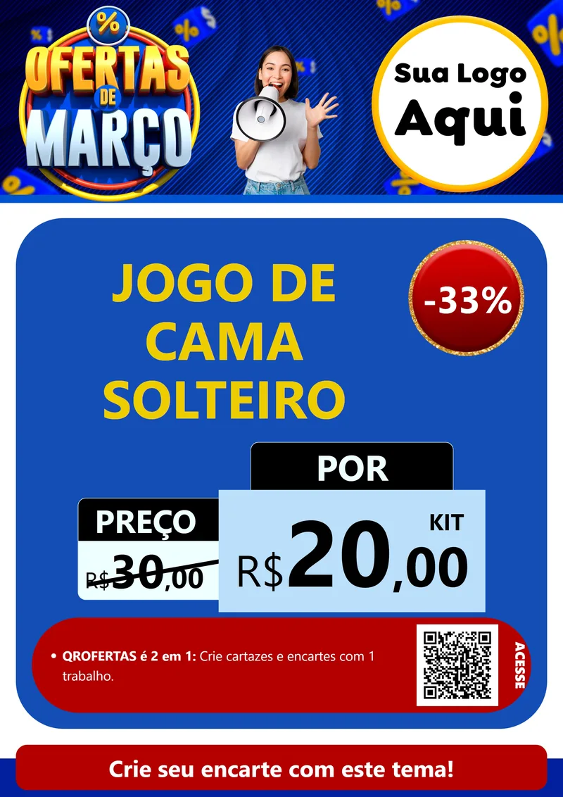 Modelo de Cartaz para Cartaz A4 Vertical com o tema Ofertas de Março para Cama, Mesa e Banho
