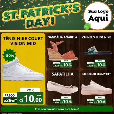 Modelo de Rede Social para Feed Facebook com o tema St Patriks Day para Calçados