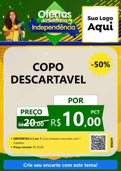 Modelo de Cartaz para Cartaz A4 Vertical com o tema Ofertas da Semana da Independência para Embalagens
