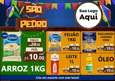 Modelo de Encarte para Encarte A4 Horizontal com o tema São Pedro para Supermercado