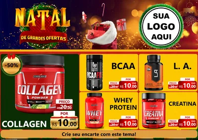 Modelo de Encarte para Encarte A4 Horizontal com o tema Natal de Grandes Ofertas para Suplementos alimentares
