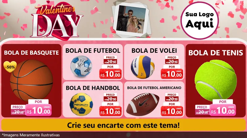 Modelo de TV para TV Horizontal com o tema Valentine's Day para Artigos Esportivos