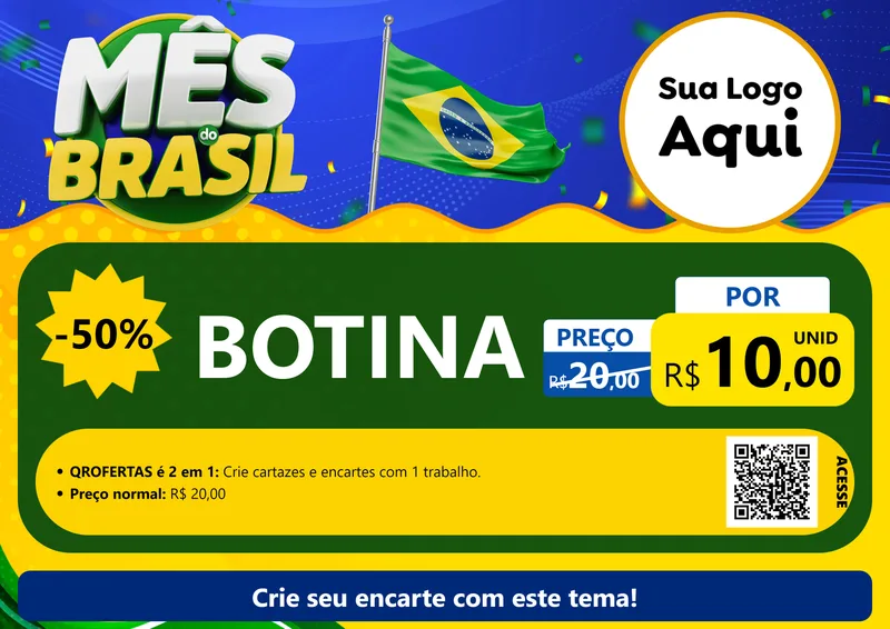 Modelo de Cartaz para Cartaz A4 Horizontal com o tema Mês do Brasil para Agropecuária