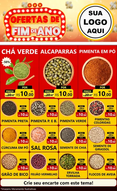 Modelo de Encarte para Encarte Grande com o tema Ofertas de Fim de Ano para Produtos Naturais