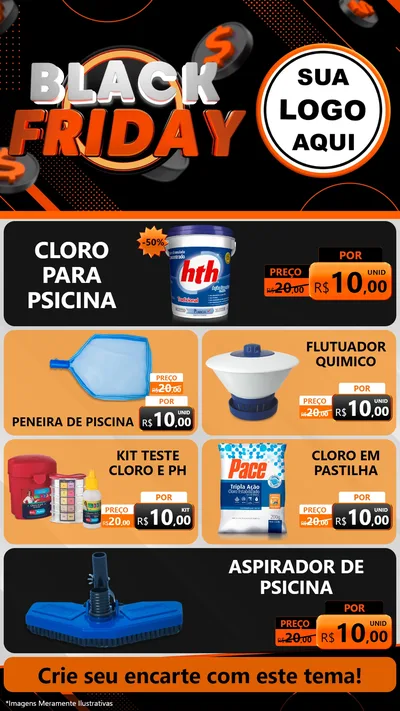 Modelo de TV para TV Vertical com o tema Black Friday para Produtos para Piscina