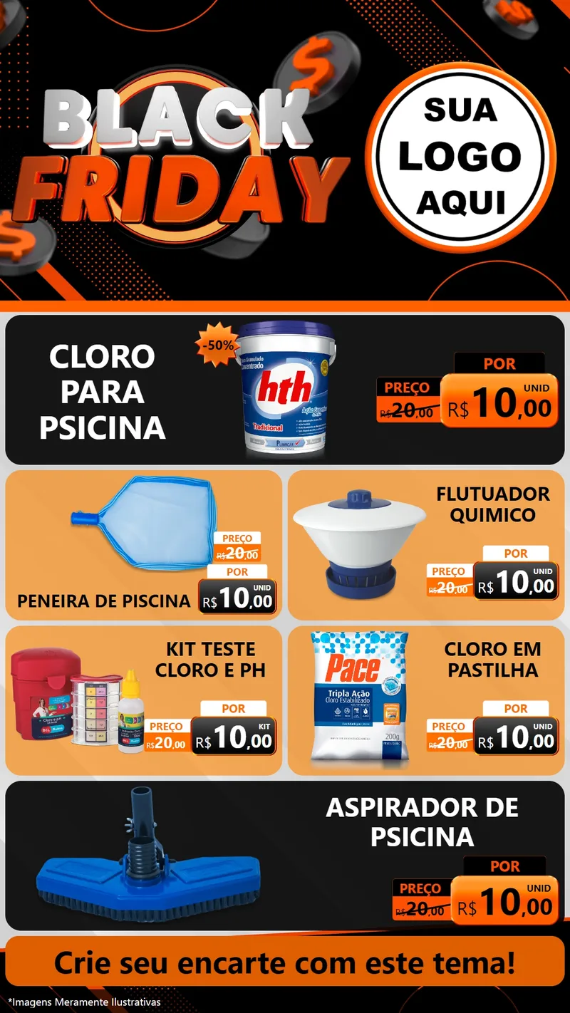 Modelo de TV para TV Vertical com o tema Black Friday para Produtos para Piscina