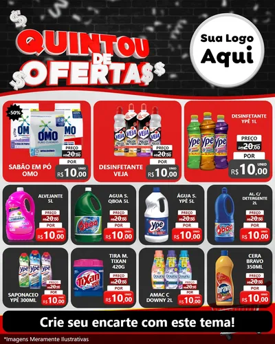 Modelo de Rede Social para Feed Instagram com o tema Quintou de Ofertas para Produtos de Limpeza