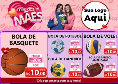 Modelo de Encarte para Encarte A4 Horizontal com o tema Mês Das Mães para Artigos Esportivos