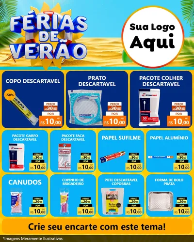 Modelo de Rede Social para Feed Instagram com o tema Férias de Verão para Embalagens