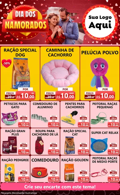 Modelo de Encarte para Encarte Grande com o tema Dia Dos Namorados para Pet Shop