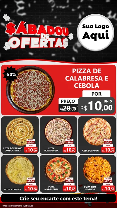 Modelo de Rede Social para Stories com o tema Sabadou de Ofertas para Pizzaria