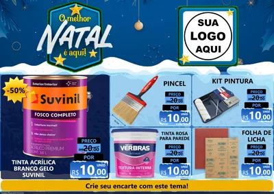 Modelo de Encarte para Encarte A4 Horizontal com o tema O Melhor Natal É Aqui! para Tintas e Ferramentas