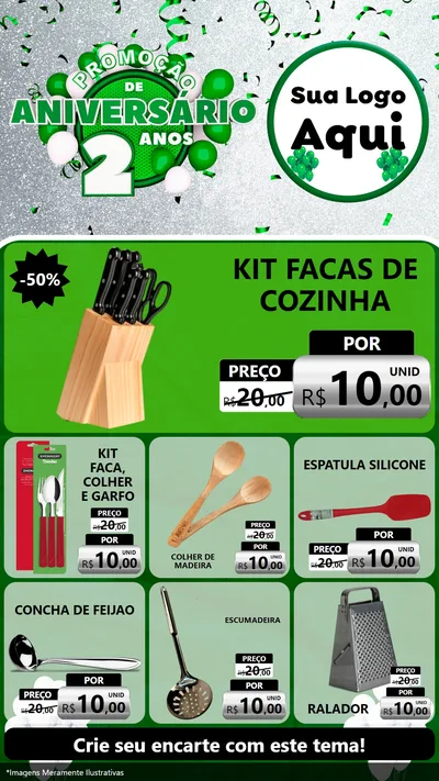 Modelo de Rede Social para Stories com o tema Promoção de Aniversário - 2 Anos para Utilidades Domésticas