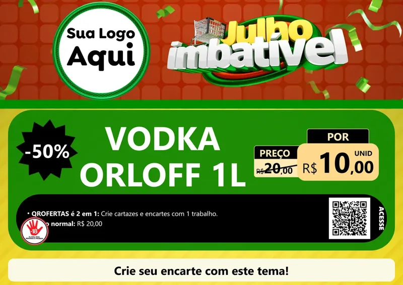 Modelo de Cartaz para Cartaz A4 Horizontal com o tema Julho Imbatível para Distribuidora de bebidas