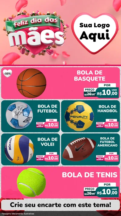 Modelo de TV para TV Vertical com o tema Feliz Dia das Mães para Artigos Esportivos
