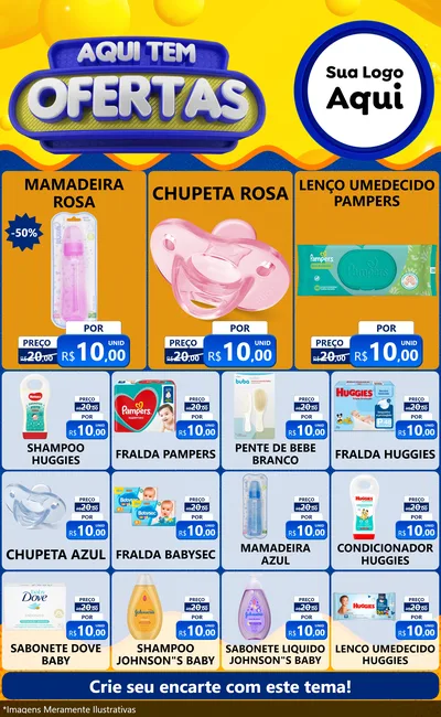 Modelo de Encarte para Encarte Grande com o tema Aqui Tem Ofertas para Bebês