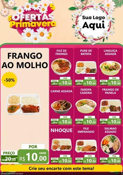 Modelo de Encarte para Encarte A4 Vertical com o tema Ofertas de Primavera para Restaurante