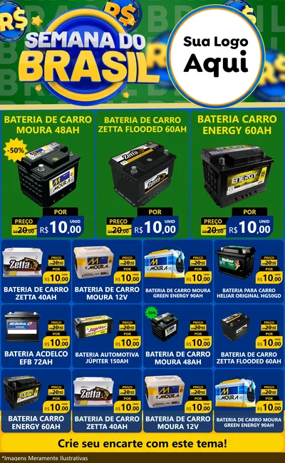Modelo de Encarte para Encarte Grande com o tema Semana Do Brasil para Baterias Elétricas