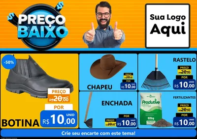 Modelo de Encarte para Encarte A4 Horizontal com o tema Preço Baixo para Agropecuária