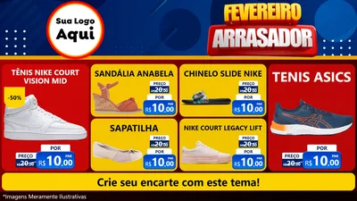 Modelo de TV para TV Horizontal com o tema Fevereiro Arrasador para Calçados