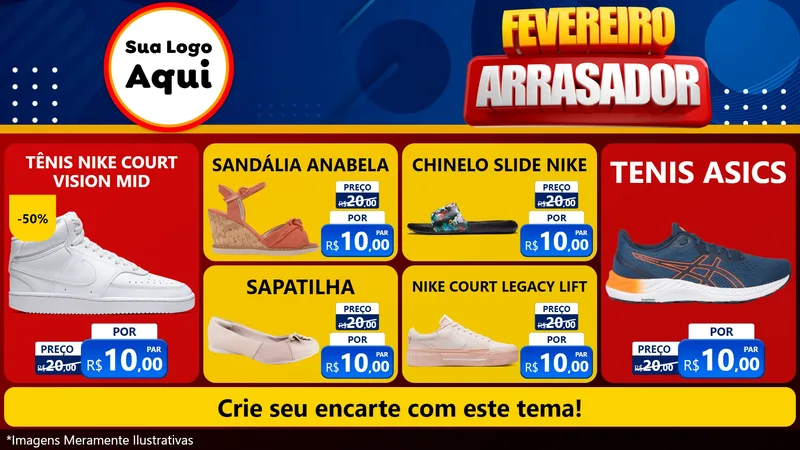 Modelo de TV para TV Horizontal com o tema Fevereiro Arrasador para Calçados