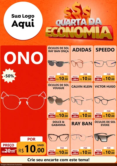 Modelo de Encarte para Encarte A4 Vertical com o tema Quarta da Economia para Óticas