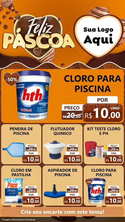 Modelo de Rede Social para Stories com o tema Feliz Páscoa para Produtos para Piscina