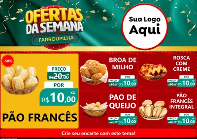 Modelo de Encarte para Encarte A4 Horizontal com o tema Ofertas da Semana Farroupilha para Padaria