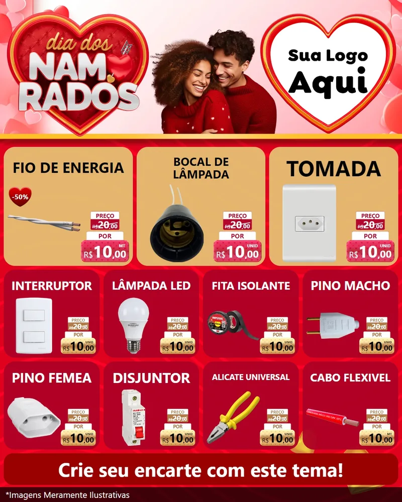 Modelo de Rede Social para Feed Instagram com o tema Dia dos Namorados para Materiais Elétricos