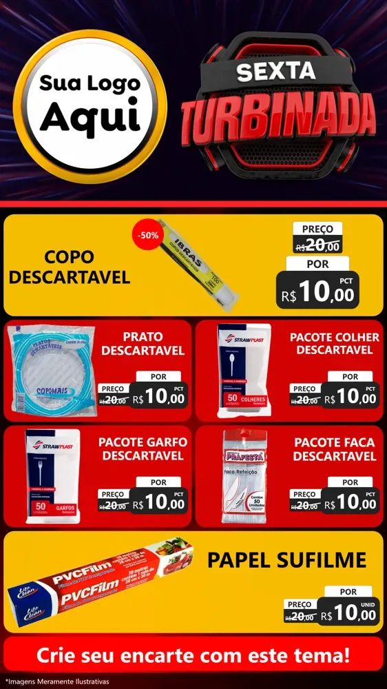 Modelo de TV para TV Vertical com o tema Sexta Turbinada para Embalagens