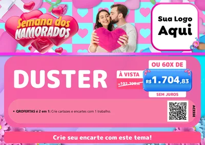 Modelo de Cartaz para Cartaz A4 Horizontal com o tema Semana dos Namorados para Concessionaria de Carros