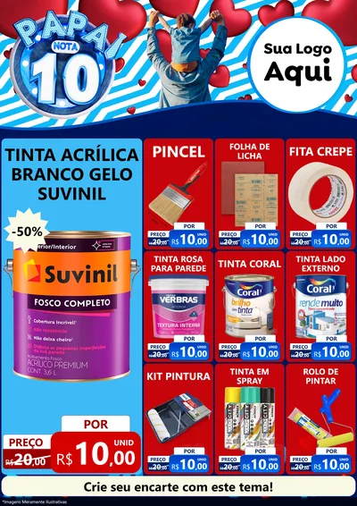 Modelo de Encarte para Encarte A4 Vertical com o tema Papai Nota 10 para Tintas e Ferramentas