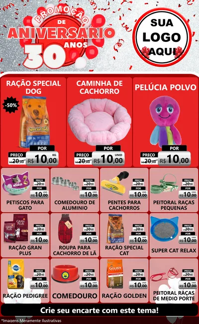 Modelo de Encarte para Encarte Grande com o tema Promoção de Aniversário - 30 Anos para Pet Shop