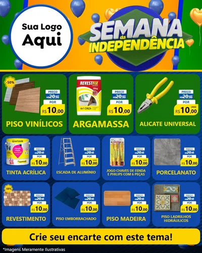 Modelo de Rede Social para Feed Instagram com o tema Semana da Independência para Material para Construção