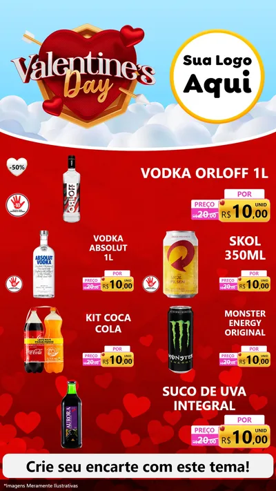 Modelo de TV para TV Vertical com o tema Valentine's Day para Distribuidora de bebidas
