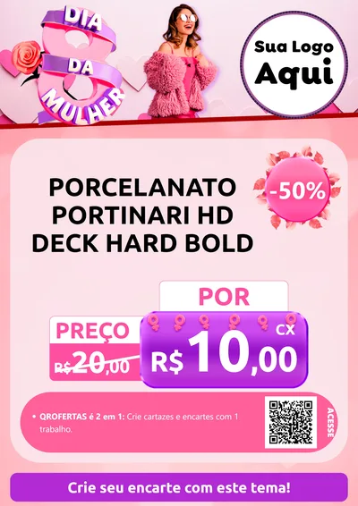 Modelo de Cartaz para Cartaz A4 Vertical com o tema Dia da Mulher para Pisos e revestimentos