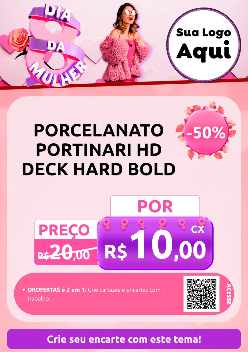 Modelo de Cartaz para Cartaz A4 Vertical com o tema Dia da Mulher para Pisos e revestimentos