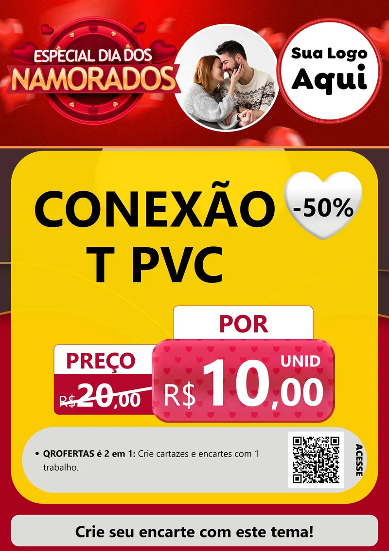 Modelo de Cartaz para Cartaz A4 Vertical com o tema Especial Dia Dos Namorados para Tubos e conexões
