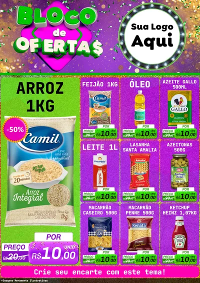 Modelo de Encarte para Encarte A4 Vertical com o tema Bloco de Ofertas para Supermercado