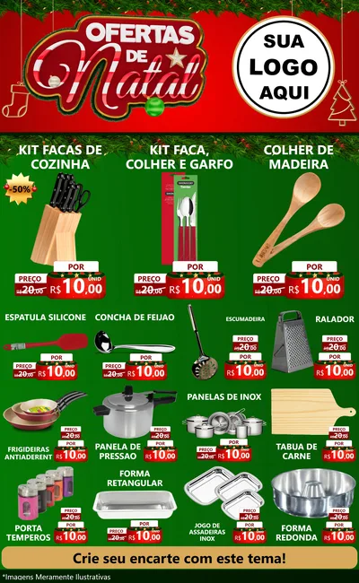 Modelo de Encarte para Encarte Grande com o tema Ofertas de Natal para Utilidades Domésticas