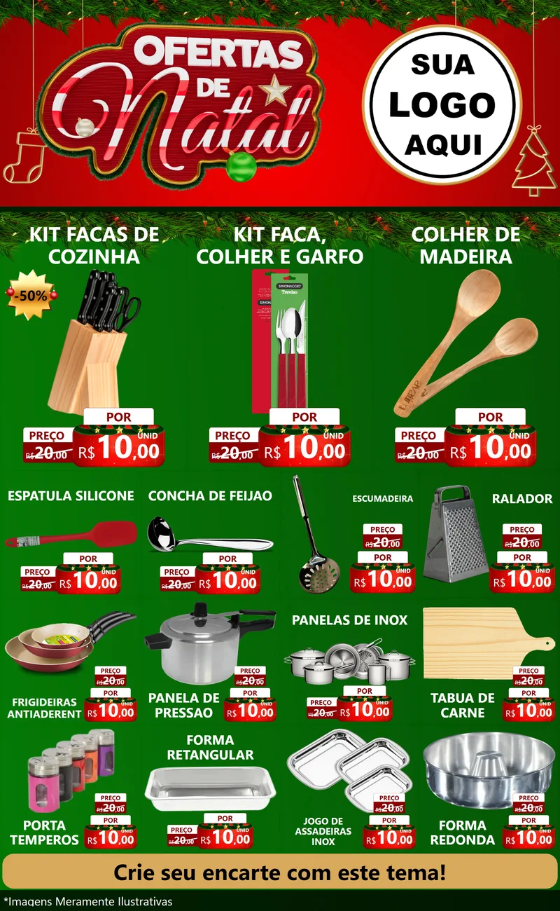 Modelo de Encarte para Encarte Grande com o tema Ofertas de Natal para Utilidades Domésticas
