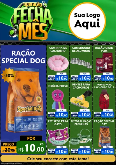 Modelo de Encarte para Encarte A4 Vertical com o tema Operação Fecha Mês para Pet Shop