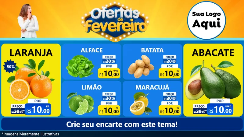 Modelo de TV para TV Horizontal com o tema Ofertas de Fevereiro para Hortifrúti