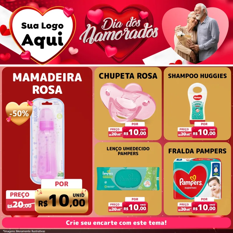 Modelo de Rede Social para Feed Facebook com o tema Dia Dos Namorados para Bebês