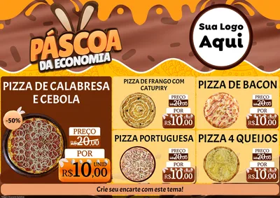 Modelo de Encarte para Encarte A4 Horizontal com o tema Páscoa da Economia para Pizzaria