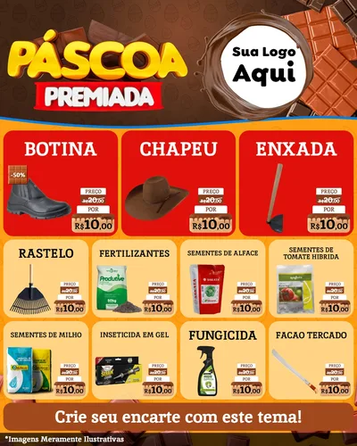 Modelo de Rede Social para Feed Instagram com o tema Páscoa Premiada para Agropecuária