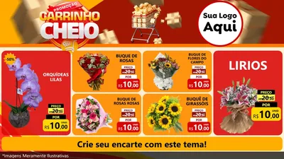 Modelo de TV para TV Horizontal com o tema Promoção carrinho cheio para Floricultura e jardim