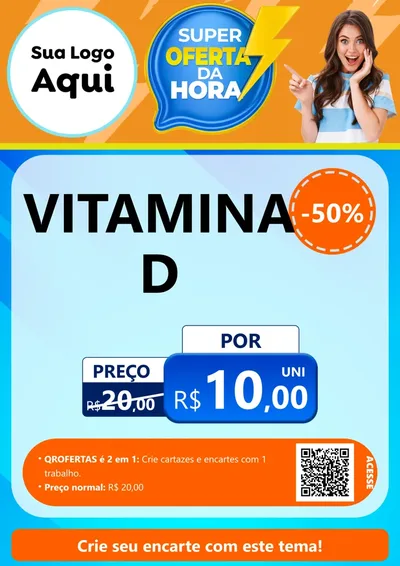 Modelo de Cartaz para Cartaz A4 Vertical com o tema Super Oferta da Hora para Farmácia